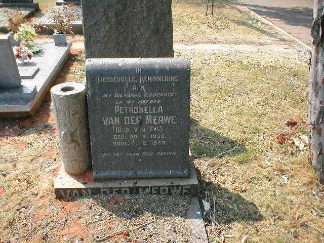 MERWE Petronella, van der nee VAN ZYL 1930-1953