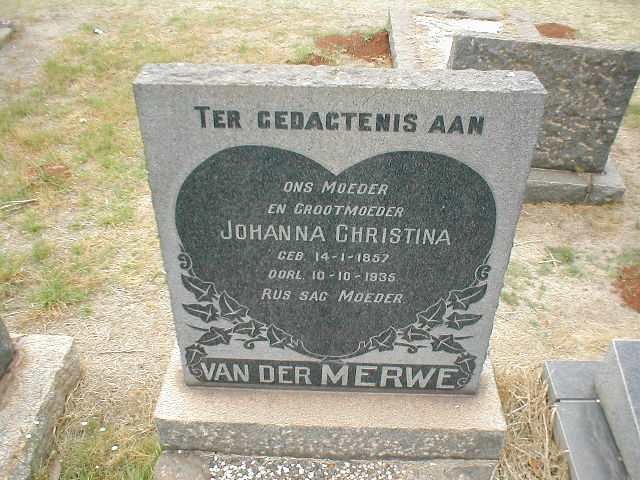 MERWE Johanna Christina, van der 1857-1935