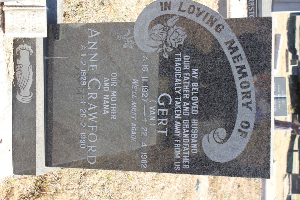MERWE Gert, van de 1927-1982 &amp; Anne CRAWFORD 1929-1990