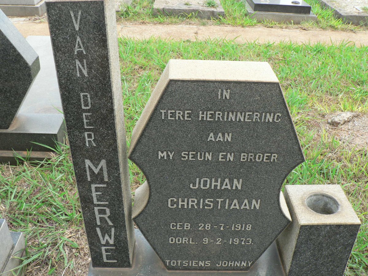 MERWE Johan Christiaan, van der 1918-1973