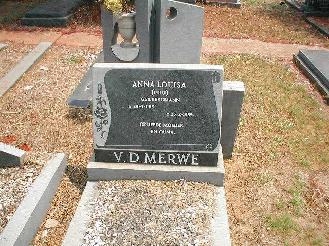MERWE Anna Louisa, v.d. nee BERGMANN 1918-1985