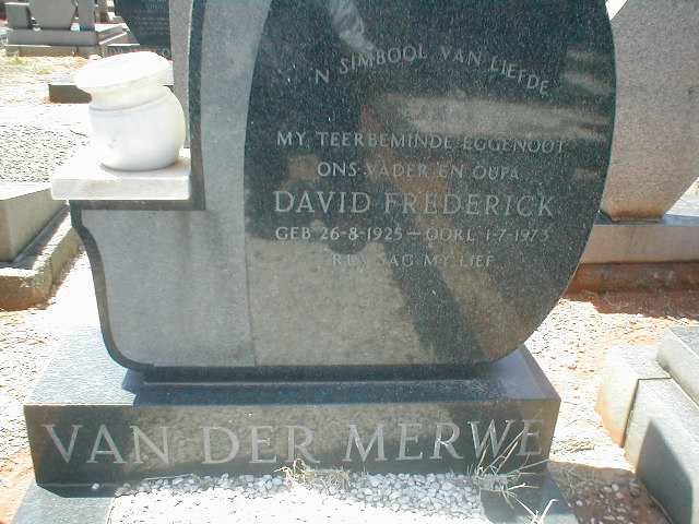MERWE David Frederick, van der 1925-1973