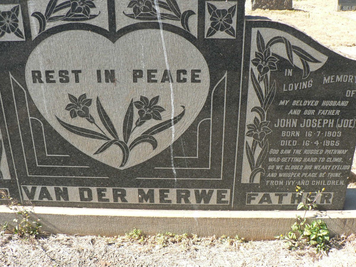 MERWE John Joseph, van der 1903-1965