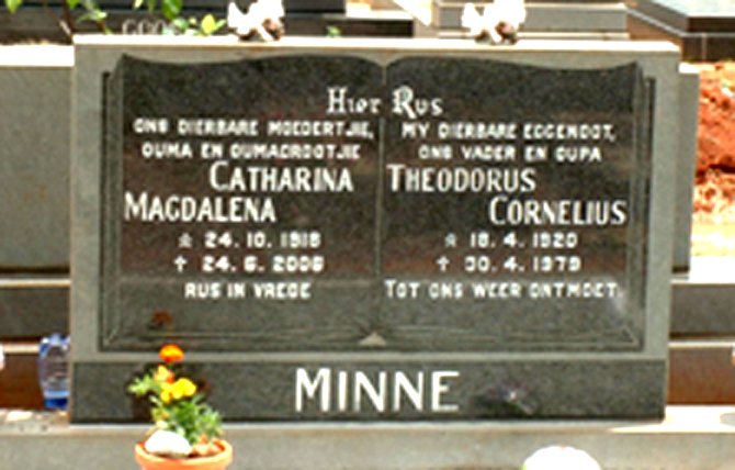 MINNE Theodorus Cornelius 1920-1979 &amp; Catharina Magdalena 1918-2006
