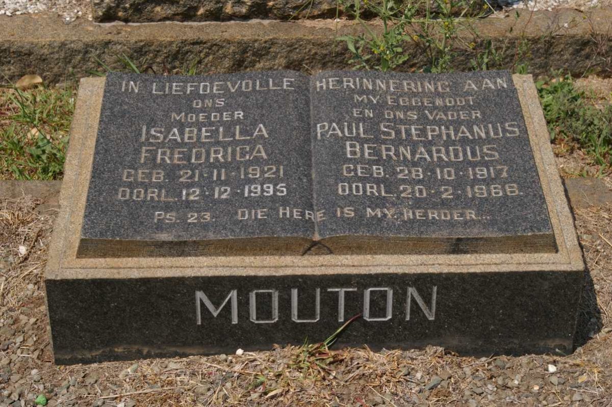 MOUTON Paul Stephanus Bernardus 1917-1968 &amp; Isabella Fredrica 1921-1995