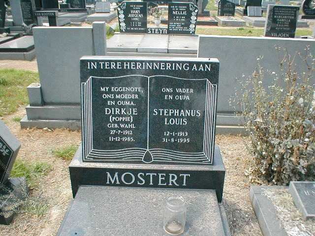 MOSTERT Stephanus Louis 1913-1995 &amp; Dirkje WAHL 1912-1985