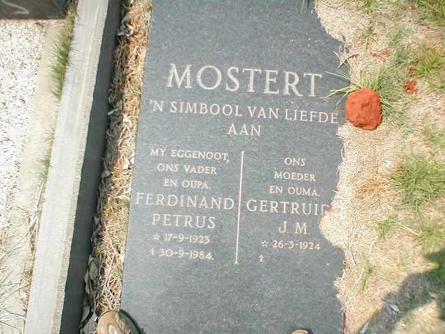 MOSTERT Ferdinand Petrus 1923-1984 &amp; Gertruida J.M. 1924-