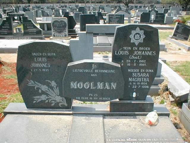 MOOLMAN Louis Johannes 1935- &amp; Susara Magritha 1934-1996 :: MOOLMAN  Louis Johannes 1962-1985