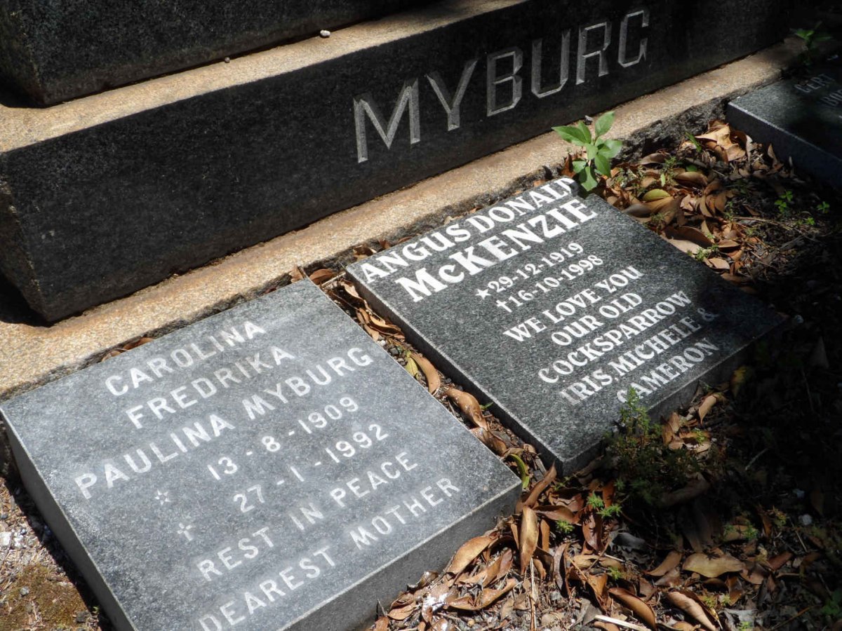 MYBURG Carolina Fredrika Paulina 1909-1992 :: McKENZIE Angus Donald 1919-1998