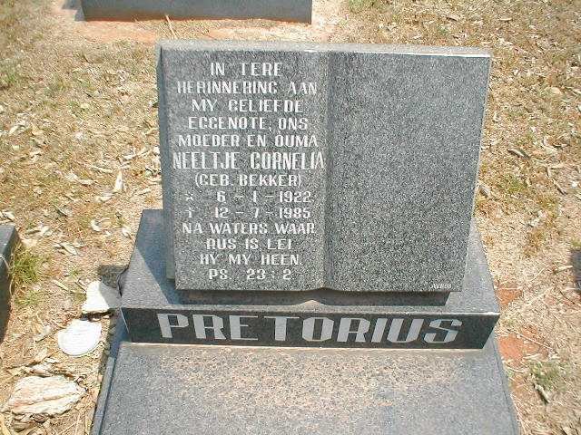 PRETORIUS Neeltje Cornelia nee BEKKER 1922-1985