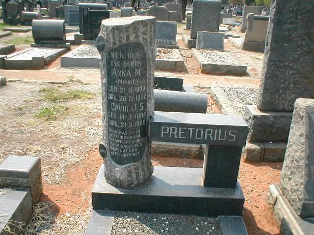 PRETORIUS David J.S. 1904-1969 &amp; Anna M. 1908-1952