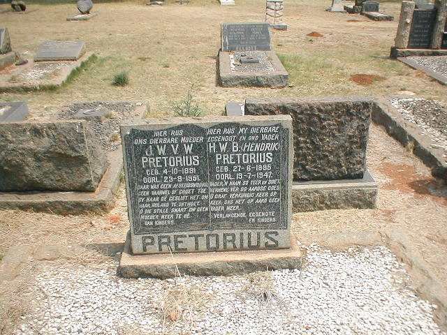 PRETORIUS Hendrik W.B 1895-1947 &amp; J.W.V.W. 1891-1951