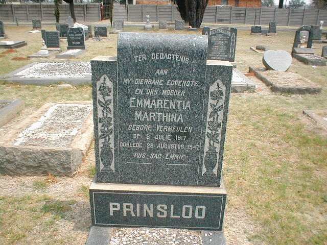 PRINSLOO Emmarentia Marthina nee VERMEULEN 1917-1947