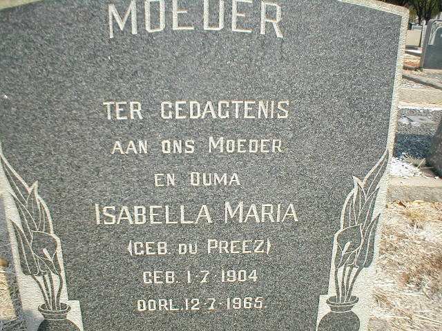 PREEZ Isabella Maria, du 1904-1965