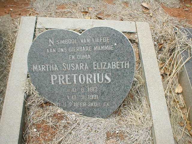 PRETORIUS Martha Susara Elizabeth 1913-1981