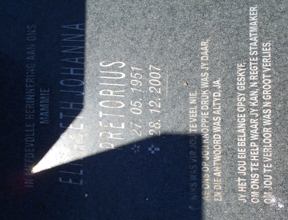 PRETORIUS James 1924-1975 :: PRETORIUS Elizabeth Johanna 1951-2007