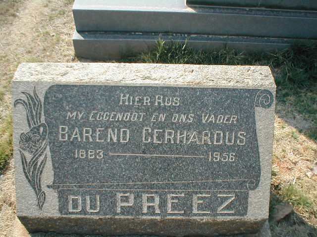 PREEZ Barend Gerhardus, du 1883-1956