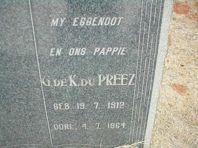 PREEZ G. de K., du 1912-1964