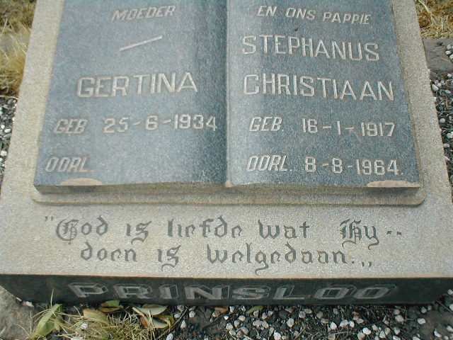 PRINSLOO Stephanus Christiaan 1917-1964 &amp; Gertina 1934-