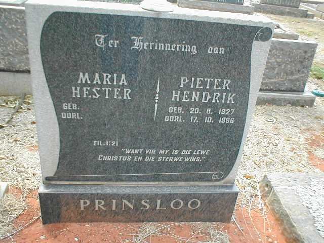 PRINSLOO Pieter Hendrik 1927-1966 &amp; Maria Hester