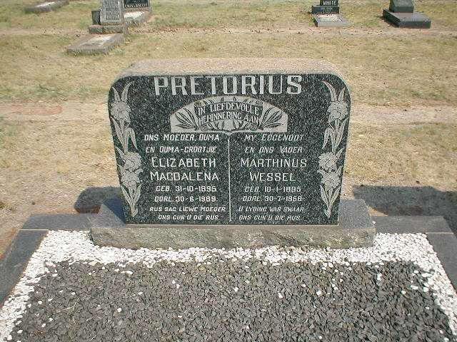 PRETORIUS Marthinus Wessel 1895-1958 &amp; Elizabeth Magdalena 1895-1989