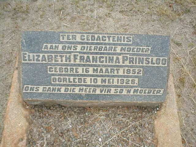 PRINSLOO Elizabeth Francina 1852-1928