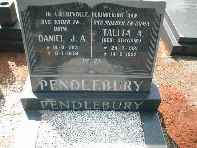 PENDLEBURY Daniel J.A. 1913-1976 &amp; Talita A. STRYDOM 1921-1992