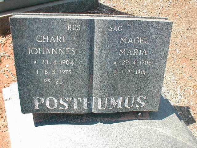 POSTHUMUS Charl Johannes 1904-1975 &amp; Magel Maria 1908-1976