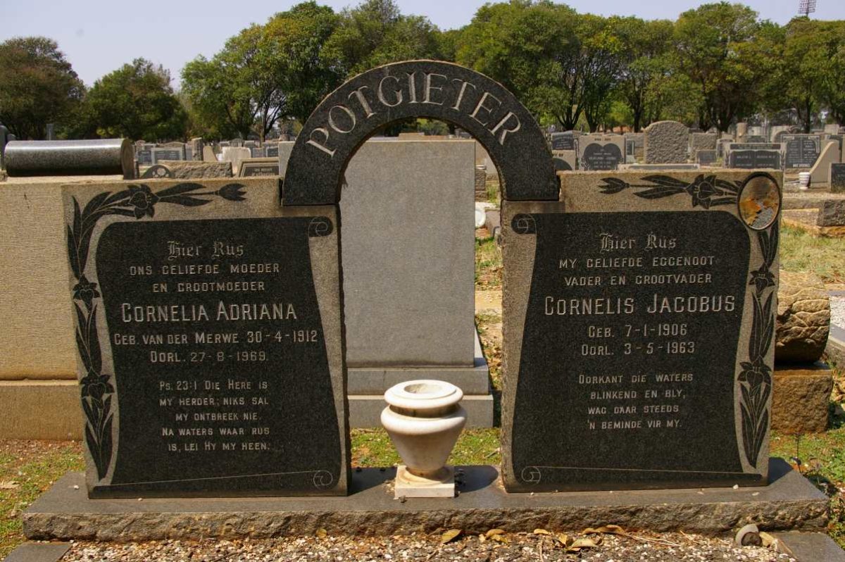 POTGIETER Cornelis Jacobus 1906-1963 &amp; Cornelia Adriana VAN DER MERWE 1912-1969