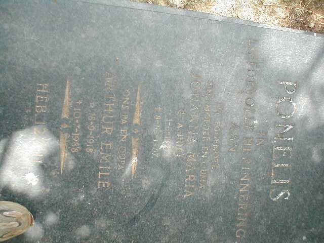 PONELIS Arthur Emile 1918-1988 &amp; Johanna Maria 1921-1987