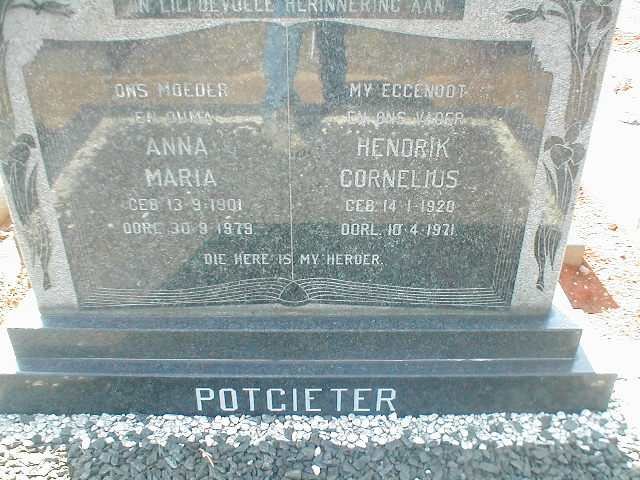 POTGIETER Hendrik Cornelius 1920-1971 &amp; Anna Maria 1901-1979