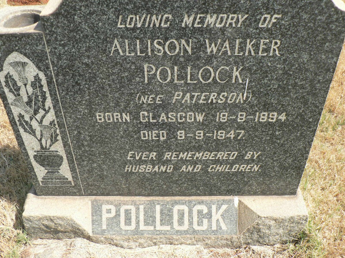 POLLOCK Allison Walker nee PATERSON 1894-1947