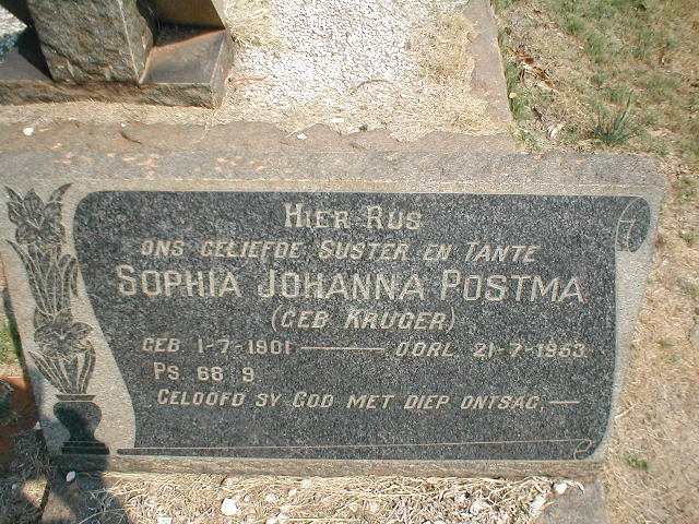 POSTMA Sophia Johanna nee KRUGER 1901-1953
