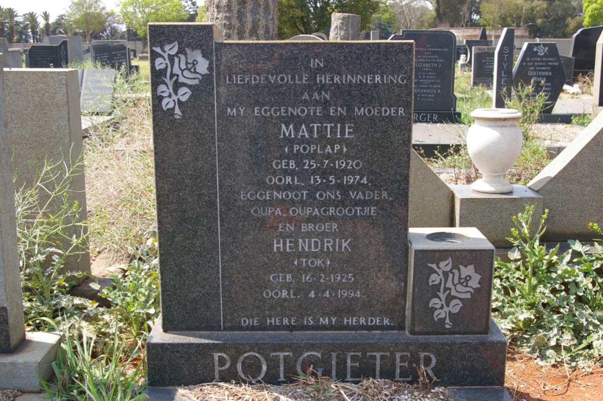 POTGIETER Hendrik 1925-1994 &amp; Mattie 1920-1974