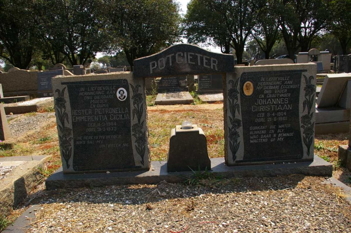 POTGIETER Johannes Christiaan 1904-1961 &amp; Hester Petronella Emmerentia Cicilia 1904-1973