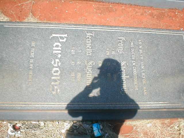 PARSONS Hans Stephanus 1918-19?? &amp; Jeanetta Susanna 1922-197?