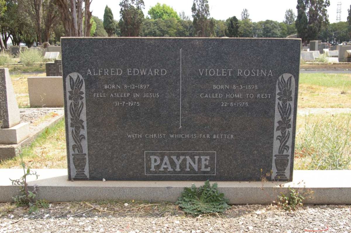 PAYNE Alfred Edward 1897-1975 &amp; Violet Rosina 1898-1975