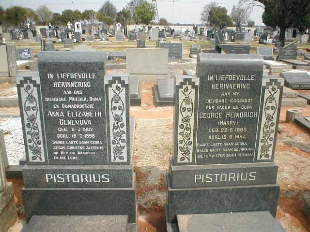 PISTORIUS George Heindrich 1896-1967 &amp; Anna Elizabeth Genevova 1902-1996
