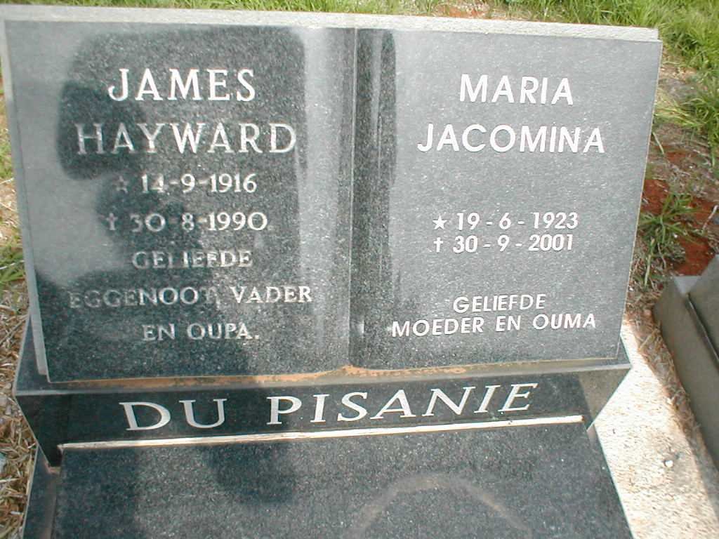 PISANIE James Hayward, du 1916-1990 &amp; Maria Jacomina 1923-2001