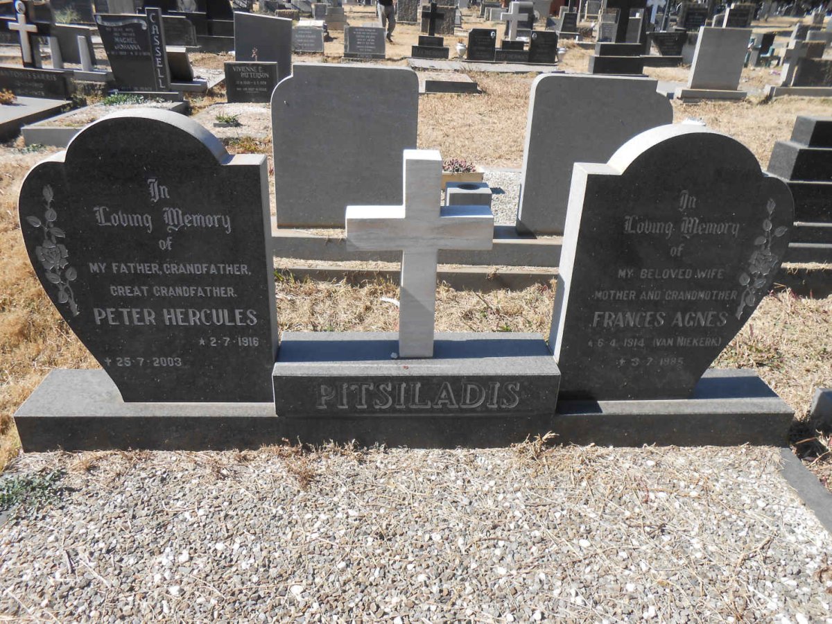 PITSILADIS Peter Hercules 1916-2003 &amp; Frances Agnes VAN NIEKERK 1914-1985
