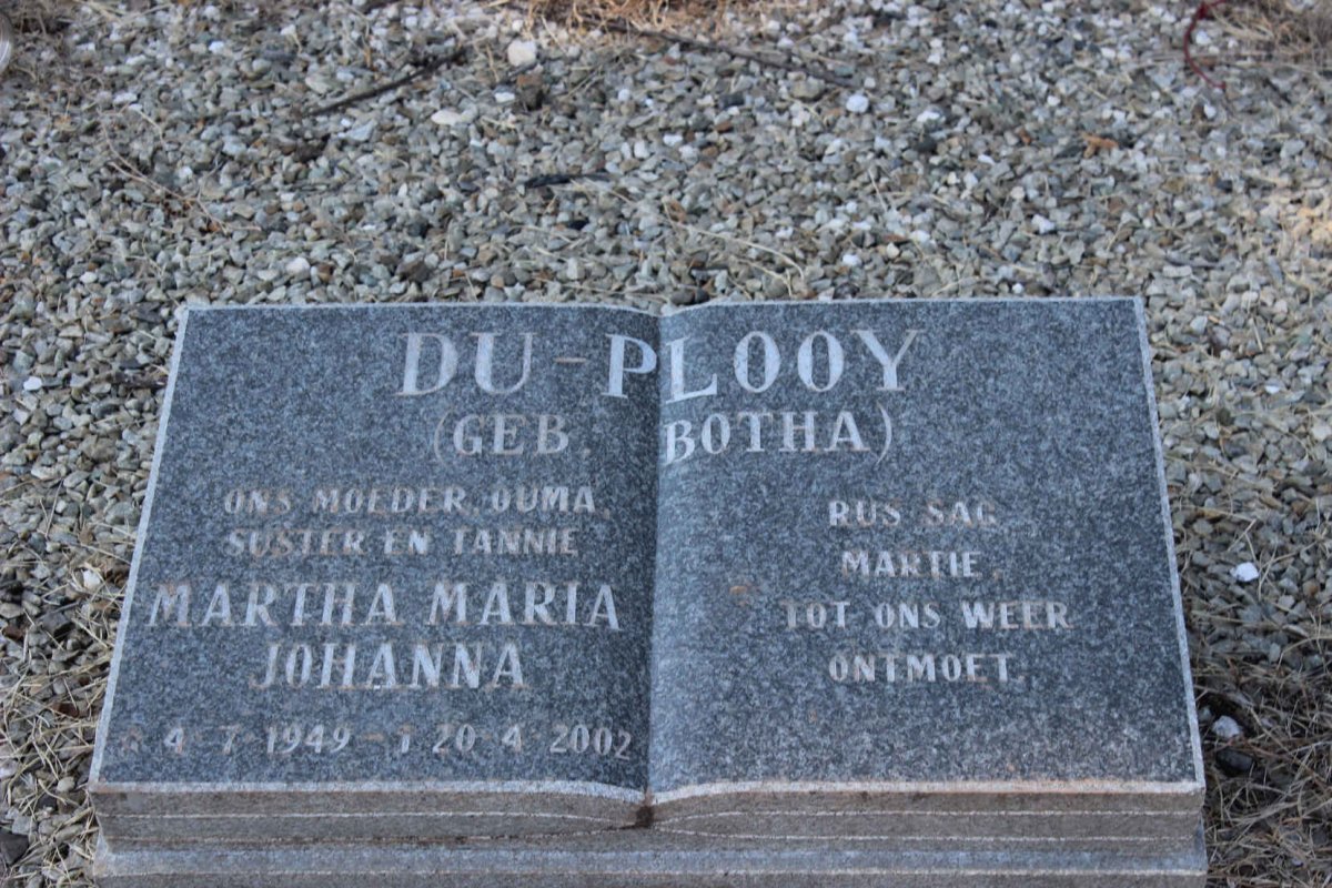 PLOOY Martha Maria Johanna, du nee BOTHA 1949-2002