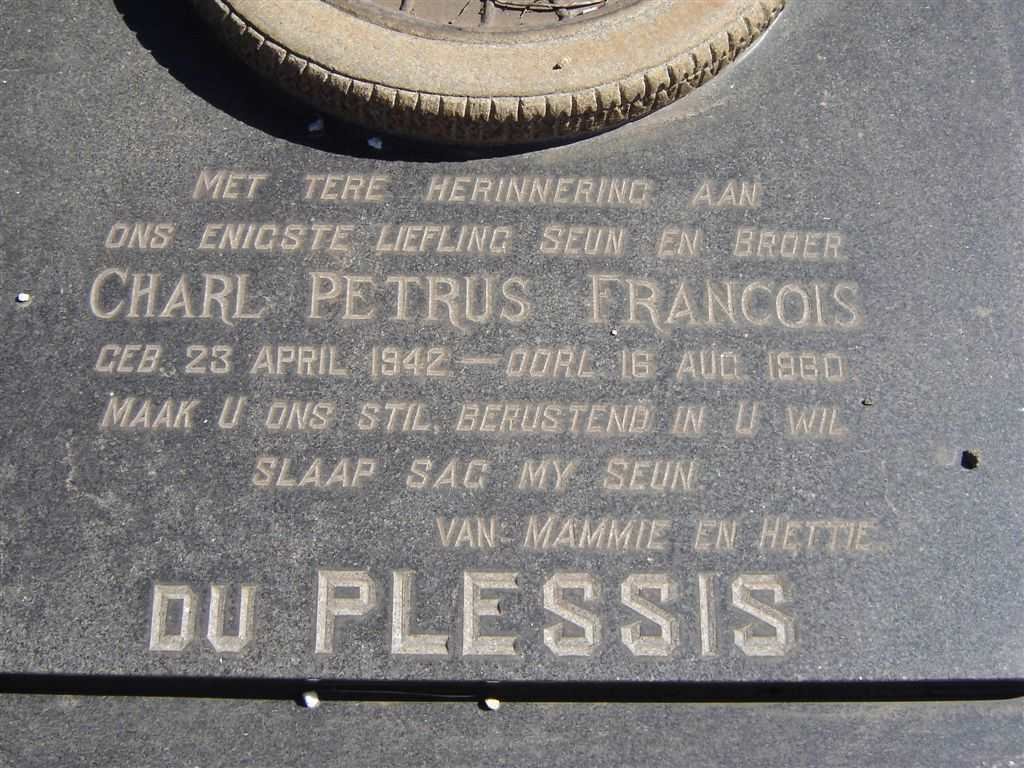 PLESSIS Charl Petrus Francois, du 1942-1960