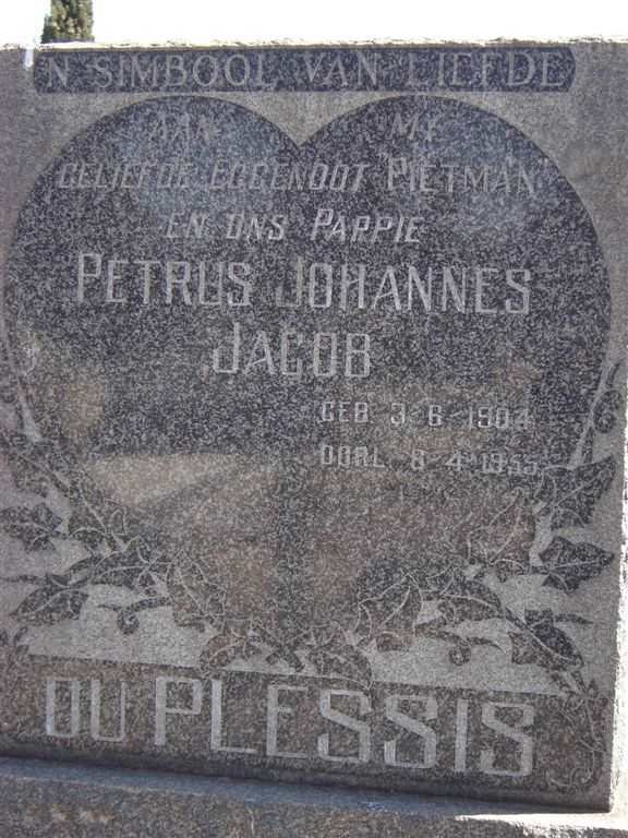 PLESSIS Petrus Johannes Jacob, du 1904-1955