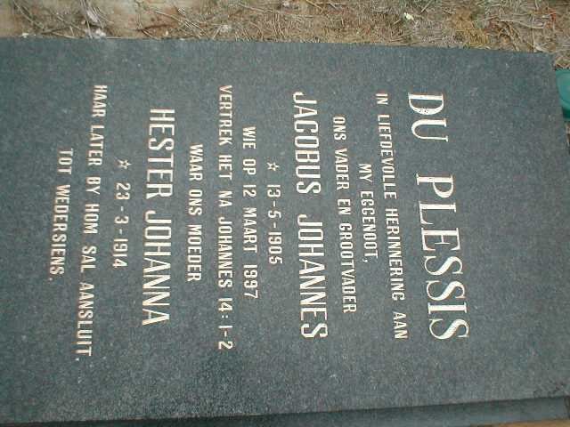 PLESSIS Jacobus Johannes, du 1905-1997 &amp; Hester Johanna 1914-