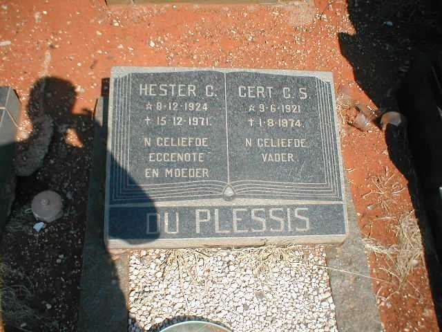 PLESSIS Gert C.S., du 1921-1974 &amp; Hester C. 1924-1971