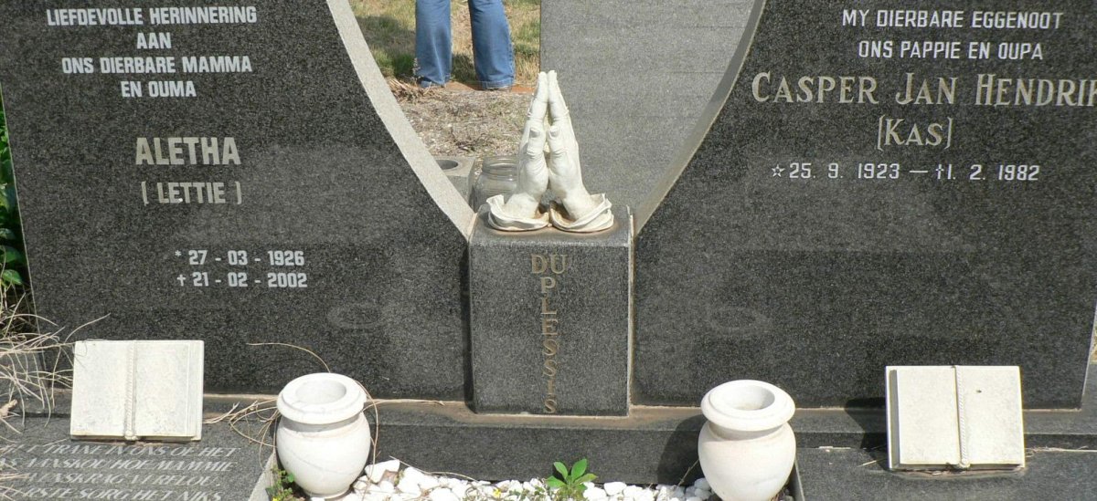 PLESSIS Kasper Jan Hendrik, du 1923-1982 &amp; Aletha 1926-2002 :: DU PLESSIS Francois Johannes 1953-2002