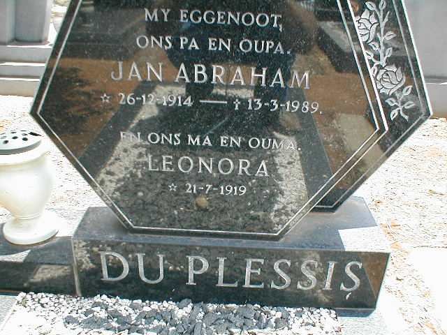 PLESSIS Jan Abraham, du 1914-1989 &amp; Leonora 1919-