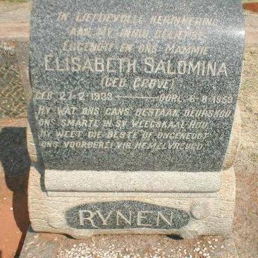 RYNEN Elisabeth Salomina nee GROVE 1933-1959