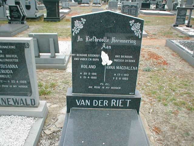 RIET Roland, van der 1916-1989 &amp; Anna Magdalena 1913-1993