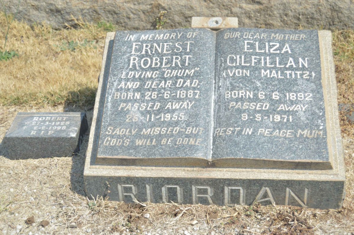 RIORDAN Ernest Robert 1887-1955 &amp; Eliza Gilfillan VON MALTITZ 1892-1971 :: RIORDAN Robert 1928-1998